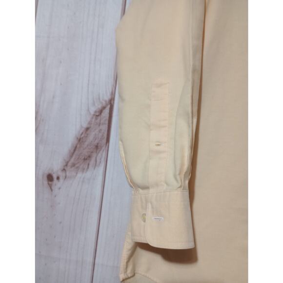 Lands End Shirt Mens 16-32 Large Yellow Button Down Long‎ Sleeve Pocket Classic - Picture 3 of 8